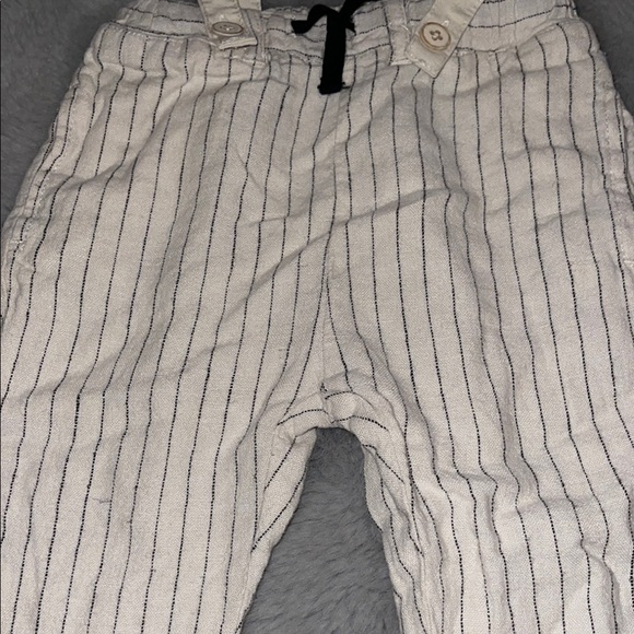 Zara Striped Kids Pants Suspenders Overalls Sz 18/24M - Picture 5 of 7